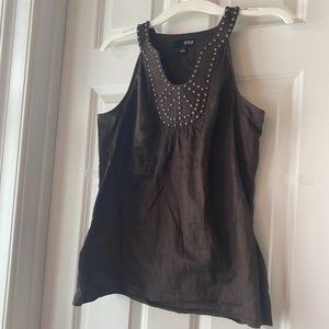 Ana Smocked Brown Blouse Sz S